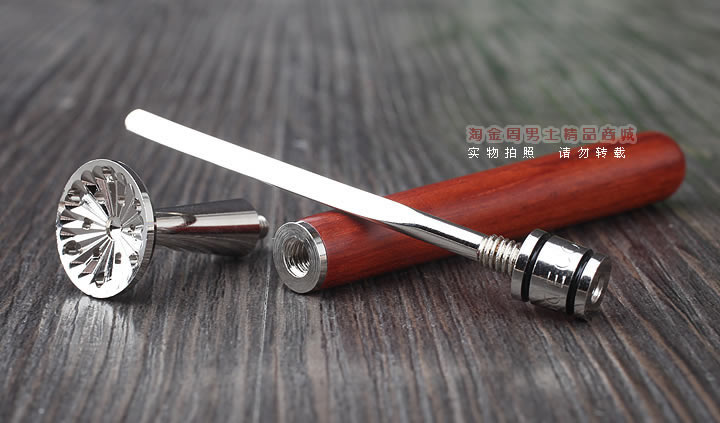 淘金周 8deco镂花防熄火烟斗压棒带通针  碾磨式 club花梨木-2